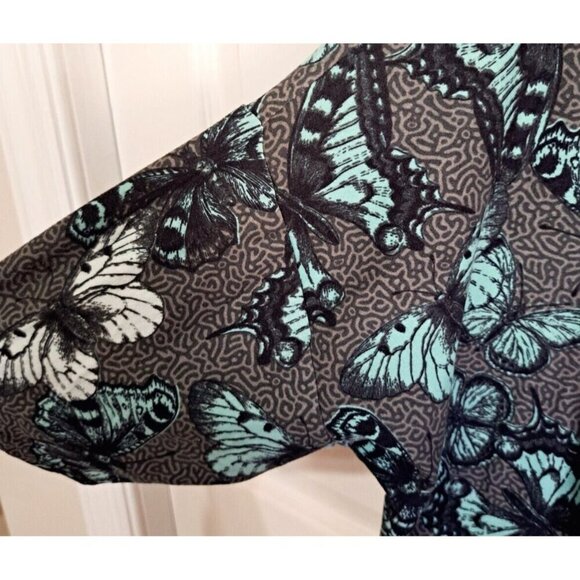 LuLaRoe Women's L Multicolor Butterfly Print Short Sleeve Scoop Neck Tunic - Picture 4 of 6